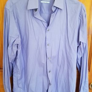 Calvin Klein Purple size 15 1/2  34/35 Long sleeve shirt Regular Fit Stretch